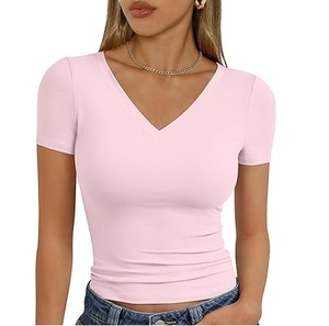 T-shirts pour hommes en coton 100% à col en V, tissu Oxford respirant, prix d'usine en gros, logo personnalisé, design uni, plusieurs couleurs, décontracté - Product Image 1