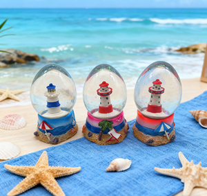 New Hot Sale Miniature Glass Snow Globe with Lighthouse - Marine Theme Ocean Decor Home <strong>Desk</strong> Decor Gift - Product Image 2