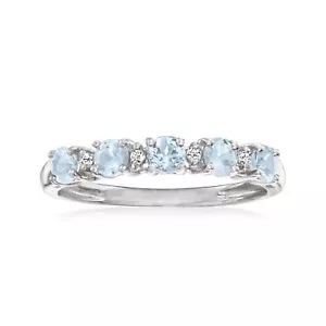 แหวนแต่งงานเงินแท้ 925 ชุบแพลตตินัม ประดับพลอยอะความารีน 0.50 กะรัต คุณภาพพรีเมียม ได้รับการรับรองจาก IGI - Product Image 2