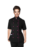 Uniforme Culinario Profesional para Mujer, Colores Personalizados, Servicio OEM, Talla Personalizada, Corte a Medida, Manga Corta, para Chefs, Restaurantes y Bares