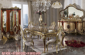 Antique Traditional Style Dining <b>Table</b> Set European Hand Carved Dining Room Furniture <b>Walnut</b> Finish 6 Seater Dining <b>Table</b> Set - Product Image 3