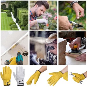 1 par de guantes de cuero genuino para montar al aire libre, artesanía antideslizante para carpintería, soldadura, jardinería de Pakistán - Product Image 6