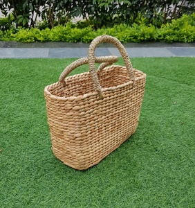 Venta al por mayor conjunto de diseño único de la bolsa de jacinto de agua/cesta con asas para compras de almacenamiento en el hogar y la organización hecha en Viet - Product Image 3