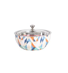 หม้อสแตนเลสเก็บความร้อนพร้อมฝาแก้วสำหรับอุ่นอาหารพิมพ์ลายเรขาคณิตแบบทันสมัย - Product Image 1