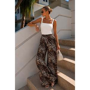 Pantalón Palazzo de Satén con Estampado de Cebra y Cintura Alta - Zebra - Zebra - Product Image 2