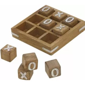 Juego de madera cortada con láser Tic-Tac-Toe | Juguete de tablero de madera grabado portátil para niños y adultos Juego de madera Tic Tac Toe - Product Image 4