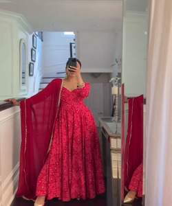 Diseñador Georgette bordado secuencia trabajo Salwar kameez traje de fiesta precio al por mayor Ropa Étnica - Product Image 5