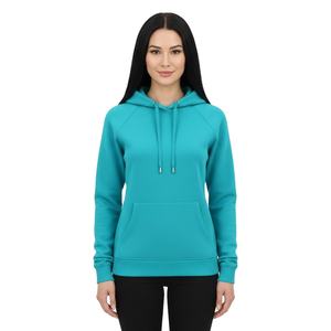 เสื้อฮู้ดดี้ผ้าฝรั่งเศสเทอร์รี่เนื้อหนัก 400GSM สีฟ้าอมเขียว 100% ผ้าฝ้าย สตรีทแวร์ ทรงหลวม แบบ unisex ไหล่ตก - Product Image 1