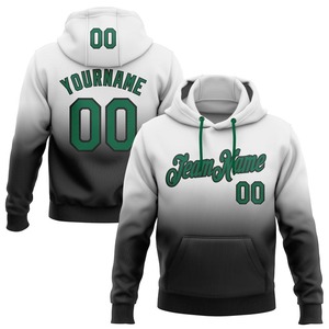 Custom Stitched <b>White</b> Kelly Green-<b>Black</b> Fade Fashion Sports Pullover Sweatshirt Hoodie - Product Image 1