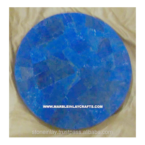 <b>Decorative</b> Natural Stone Lapis Lazuli Round Coffee <b>Table</b> <b>Top</b> - Product Image 1