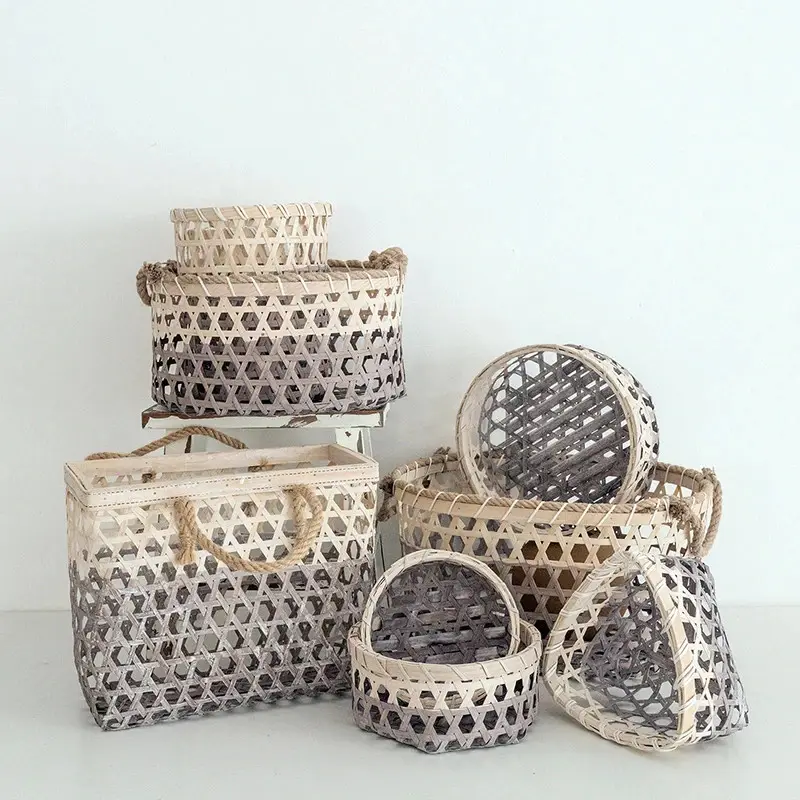 New collection bulk quantity bamboo baskets hampers storage bins and bags eco friendly packing for gifts