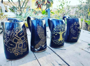 Tazas de cuerno de estilo americano hechas a mano, tazas de cuerno para beber natural Vikingo, regalos para fiestas para juegos de Artisan Craft - Product Image 6