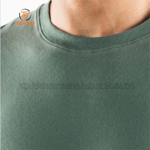 Venta al por mayor de lujo de los hombres pesados 100% algodón de gran tamaño camiseta personalizada cuello falso de alta calidad de bambú de punto de tela de longitud larga - Product Image 5
