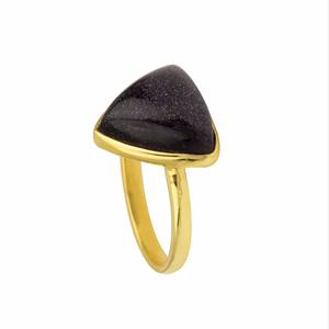 RJR00157 Pierre de soleil bleue 12mm Trillion Eternity Vermeil Bague en argent sterling véritable sertie de lunette Vintage certifiée par un tiers - Product Image 3