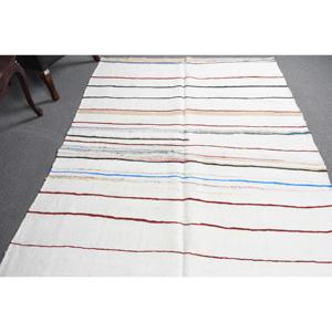 Alfombra Vintage Grande de 5.4x8.1 pies, Alfombra Turca Blanca con Diseño Floral - Product Image 4