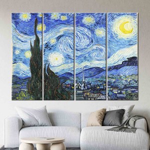 ภาพพิมพ์บนผ้าใบ: ภาพพิมพ์ศิลปะ The Starry Night ของวินเซนต์ แวนโก๊ะ, 4P: ห่อหุ้มอย่างดี - Product Image 1