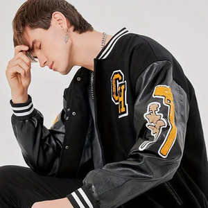 Chaqueta larga universitaria recubierta de diseño personalizado de la mejor calidad para hombre con cuello levantado y logotipo frontal - Product Image 6