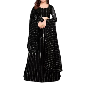 Designer Georgette Tissu Lehenga Choli avec Dupatta Party Wear Robe de mariée Vêtements traditionnels Indiens Punjabi Robes pour femmes - Product Image 1