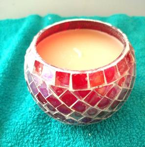 Bougie artisanale en mosaïque de verre, porte-bougie, bougeoir, décoration de la maison, fête de Noël, mariage - Product Image 2