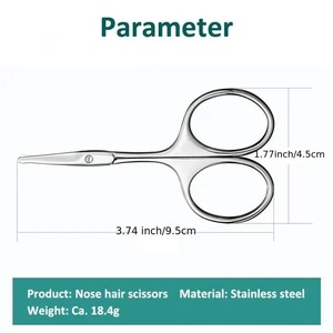 Ciseaux à sourcils à lame incurvée, outil professionnel de précision en acier inoxydable pour la coupe des sourcils, des cils et des poils du nez - Product Image 1