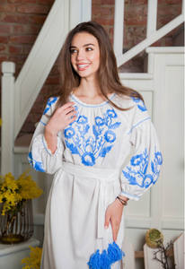 Broderie personnalisée longueur genou fente latérale robe courte en coton occasion mode - Product Image 3