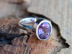 Bague en pierre précieuse d'améthyste Bijoux pour femmes Bijoux en argent style Boho Argent sterling 925 Tendance Bague faite main Cadeau pour elle - Product Image 5