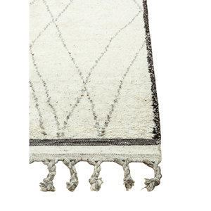 พรมขนสัตว์ถักมือสีเบจและสีน้ำตาลลายเรขาคณิตสำหรับห้องนั่งเล่น ทางเข้าห้องนอน ห้องโถง-PKWL-449 - Product Image 4