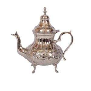 Théière de luxe artisanale en laiton pur martelé au design arabe turc avec cuillères en métal pour servir le thé et le café - Product Image 3