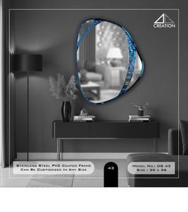 Luxurious Stainless Steel PVD Coated Frame Bathroom Vanity Wall <b>Mirror</b> Lightweight Anti-Fog Elegant <b>Irregular</b> - Product Image 6