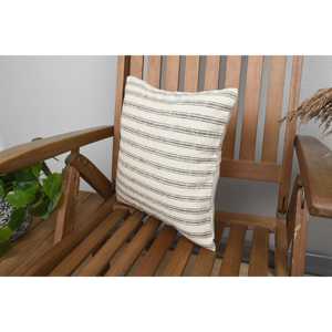 Subtle Striped Beige Wool Ikat Patchwork <b>Pillow</b> 14x14 Inch Luxury Decorative Cushion Woven Technique Vintage Fluffy for Living - Product Image 3