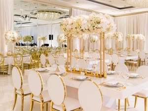 Chaise de réception personnalisée de luxe moderne et confortable en tissu avec structure métallique pour hôtel, salon et appartement – Vente en gros - Product Image 6