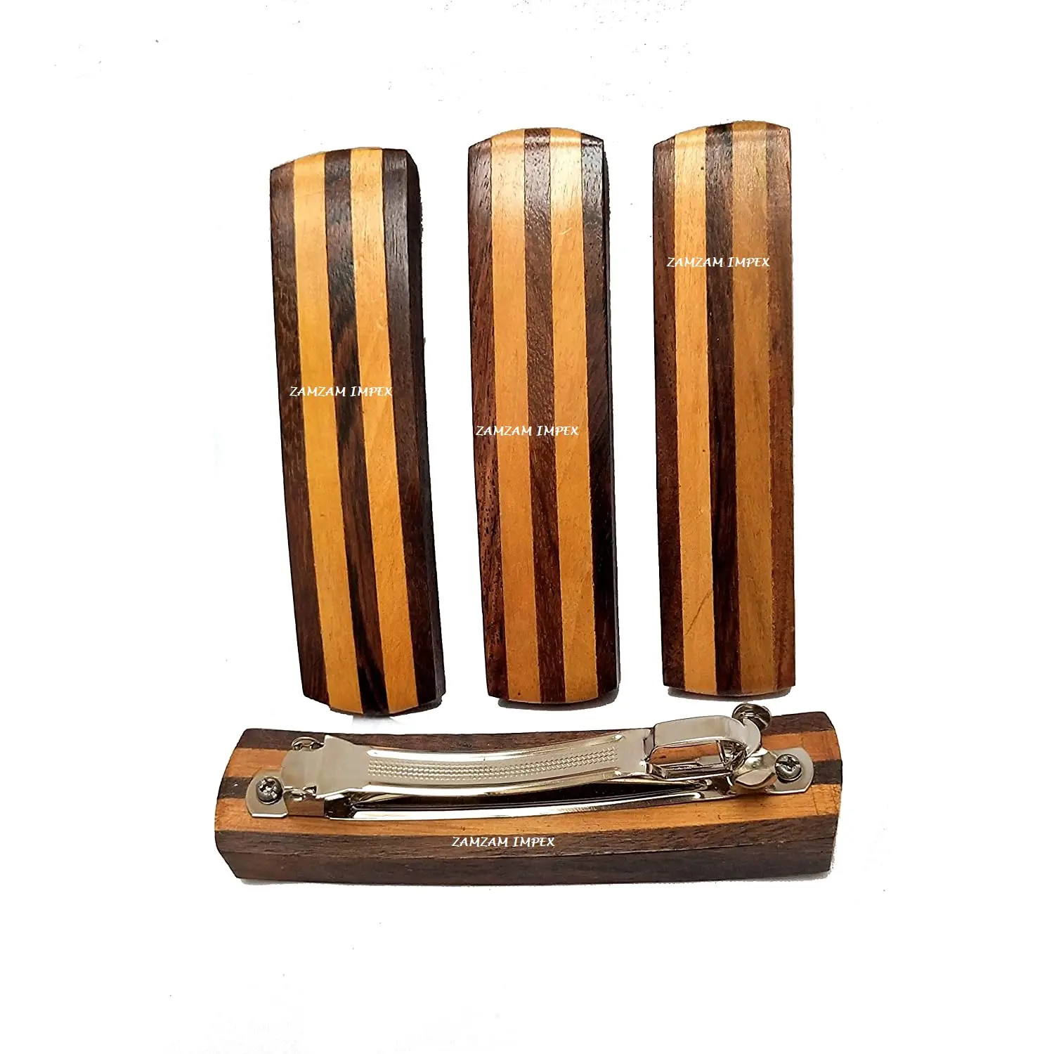 ZAMZAM IMPEX-pinza de madera para el pelo hecha a mano, accesorios para el cabello en madera de Acacia pura