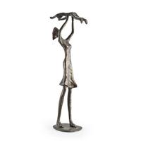 Figura de Aluminio Fundido de Mujer Desnuda Sentada sobre un Pilar, Escultura Sólida, Regalo Empresarial y Coleccionable, Pisapapeles, Escultura de Metal, Artes
