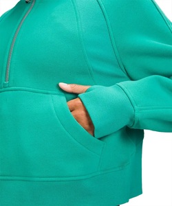 En stock pull à capuche zippé quart Gym Sportswear survêtement haut court à capuche impression à capuche - Product Image 3