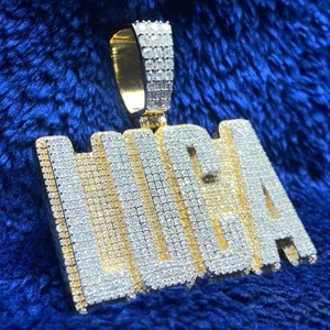 Pendentifs de luxe multicouches style Hip Hop personnalisés avec initiales en argent sterling 925 et diamants certifiés IGI, plaqués or rose, pour hommes - Product Image 2