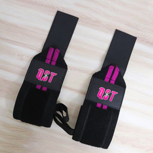 Attelle de poignet de levage en coton noir QST International WR-1028, marque privée, fermeture à boucle et crochet, soutien élastique professionnel - Product Image 3