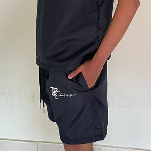 Ensemble d'été unisexe 220 g/m² grande taille deux pièces en coton 100 % tissé brodé uni sans couture avec t-shirt et short - Product Image 5