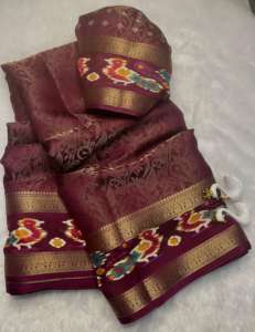 Sarees de Crepé de Súper Viscosa para Mujer con Lámina de Braso en Toda la Superficie y Borde Jacquard - Product Image 3