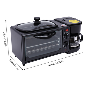 Station de petit-déjeuner électrique 3-en-1 pour usage domestique, four, poêle en plastique, cafetière avec fonction de fabrication de sandwichs - Product Image 3