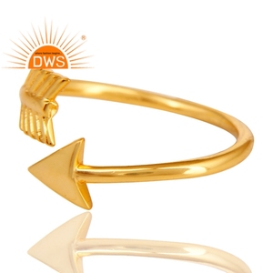 Flèche Conception 14k Or Jaune Plaqué 925 Bague En Argent Sterling Designer Anneaux Bijoux En Gros - Product Image 5
