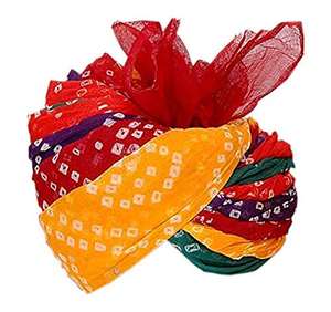 Rajasthani Tela de algodón Multicolor Bandhani Pagri Safa y turbante - Product Image 1