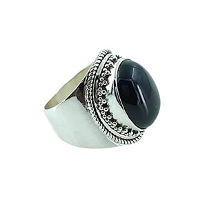 Navya Craft 925 Sterling Silver <b>Statement</b> <b>Ring</b> for Women Handmade Bezel-Setting Black Onyx Adjustable Opening Gift - Product Image 1