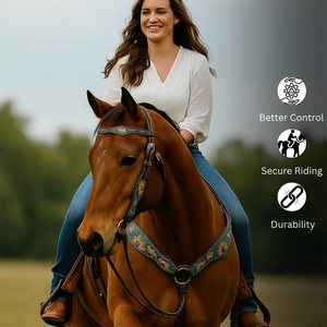 Headstall de cheval en cuir occidental nouvellement conçu et cuirasse floral sculpté à la main et peint à la main avec de belles boucles - Product Image 4