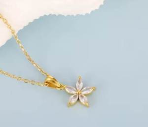 Collier à pendentif vintage en argent de qualité supérieure 5x10mm en forme de fleur marquise taillée en diamant Multi pierres précieuses 18 pouces chaîne à maillons cadeau - Product Image 4