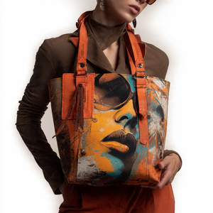 Customize Sublimation Leather Tote Bags Women Genuine Leather Hobo Printed Tote Bag Lady Ladies Tote Bags - Product Image 1