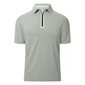 Polo de golf à manches courtes pour homme, couleur unie, séchage rapide, décontracté, imprimé, col à revers, fermeture éclair, absorption de la transpiration, couleur - Product Image 1