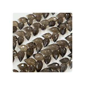 อินเดีย8นิ้วพรีเมี่ยมที่มีคุณภาพสโมควอทซ์เหลี่ยมเพชรพลอย Briolette หยดน้ำขนาด7x9 7x10มม. โดยประมาณสำหรับการทำเครื่องประดับขายส่ง - Product Image 6