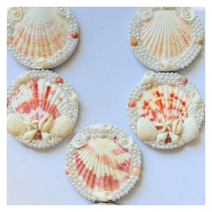 Encantador espejo de concha marina vietnamita hecho a mano con conchas naturales mixtas, espejo decorativo de concha marina para bolsas de maquillaje, trajes de playa - Product Image 3