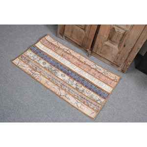 Alfombra Turca Vintage, Alfombra de 1.8x3.1 pies, Alfombra Pequeña Azul con Diseño de Patchwork - Product Image 3