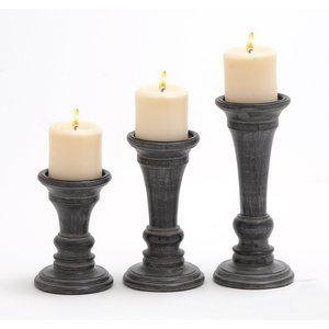 Juego de 3 candelabros decorativos de iluminación de Hotel para el hogar hechos de madera negra, soporte elegante para iluminación de mesa, soporte para velas - Product Image 1
